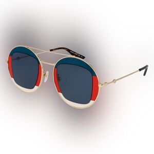 Gucci Blue and Red Round Sunglasses